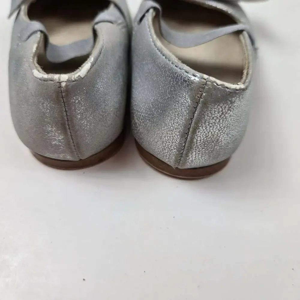 Zara Girls Silver Kids Ballet Flat Shoes with Bow Size 20 (US 4)